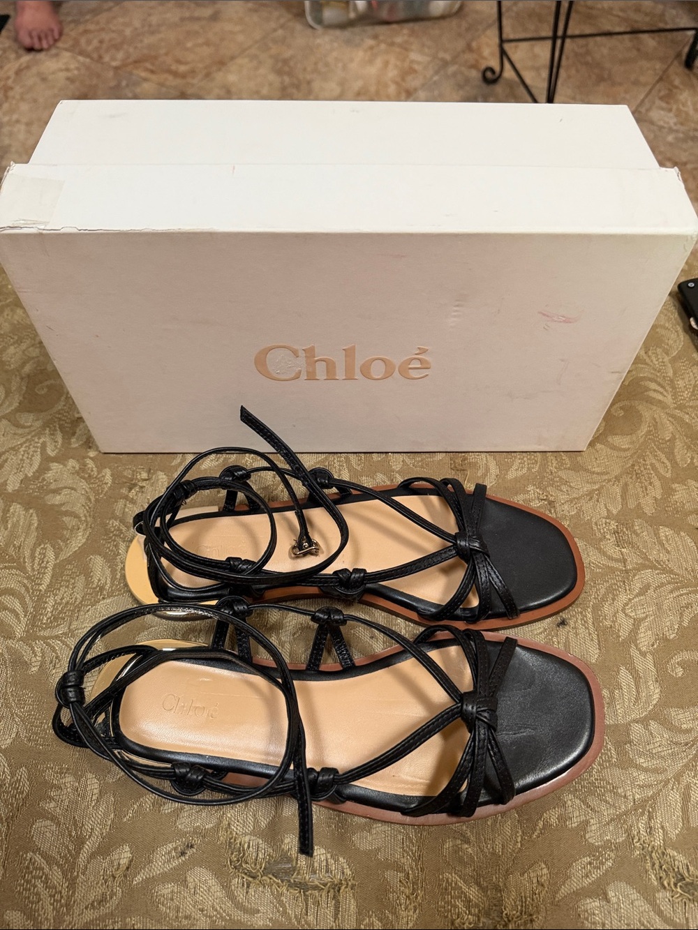 Chloe Black Strappy Ankle Buckle